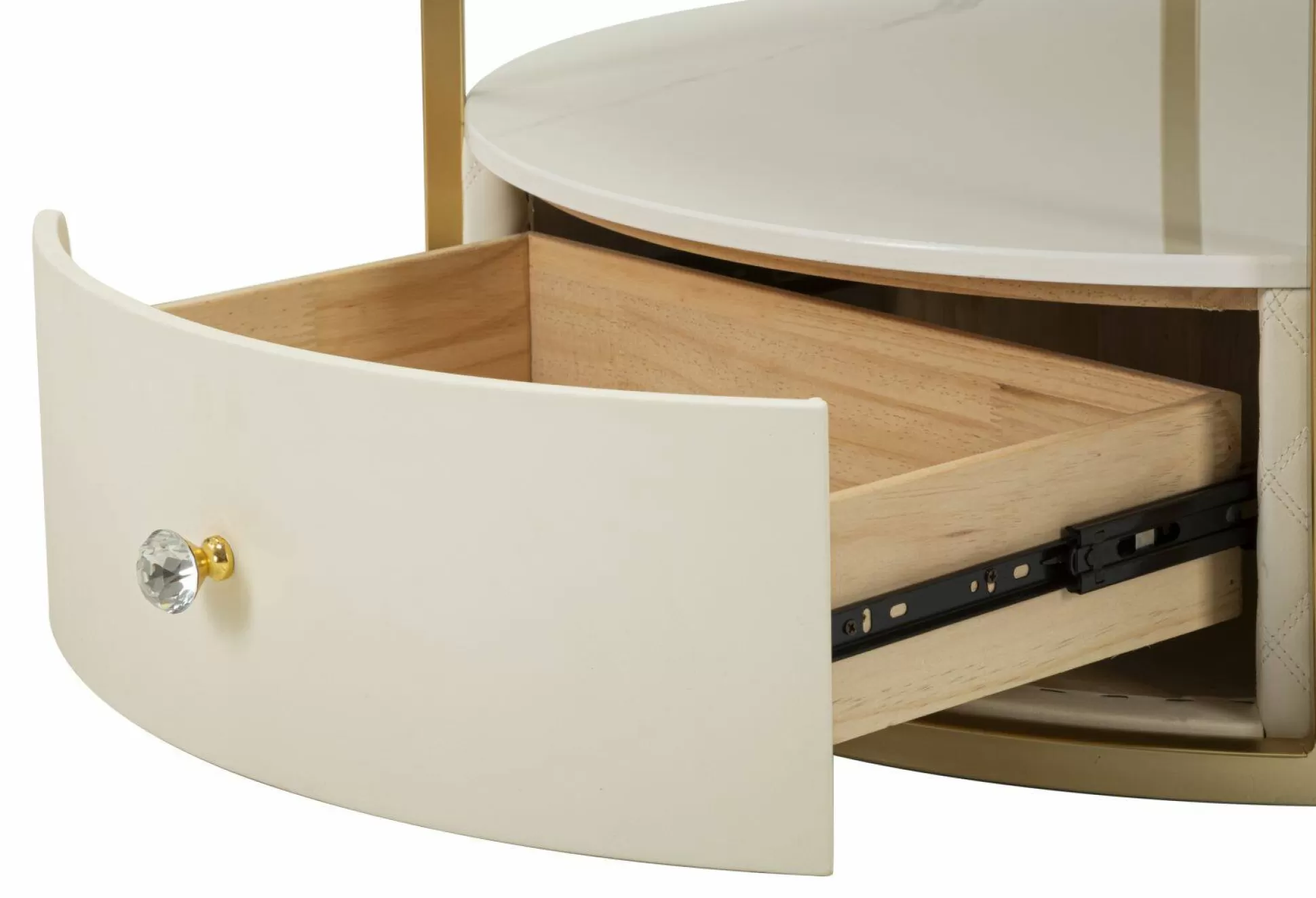 Dmora Tavolini Da Salotto<Tavolino da salotto Stabia, 75x75 h40 cm, Bianco e Oro