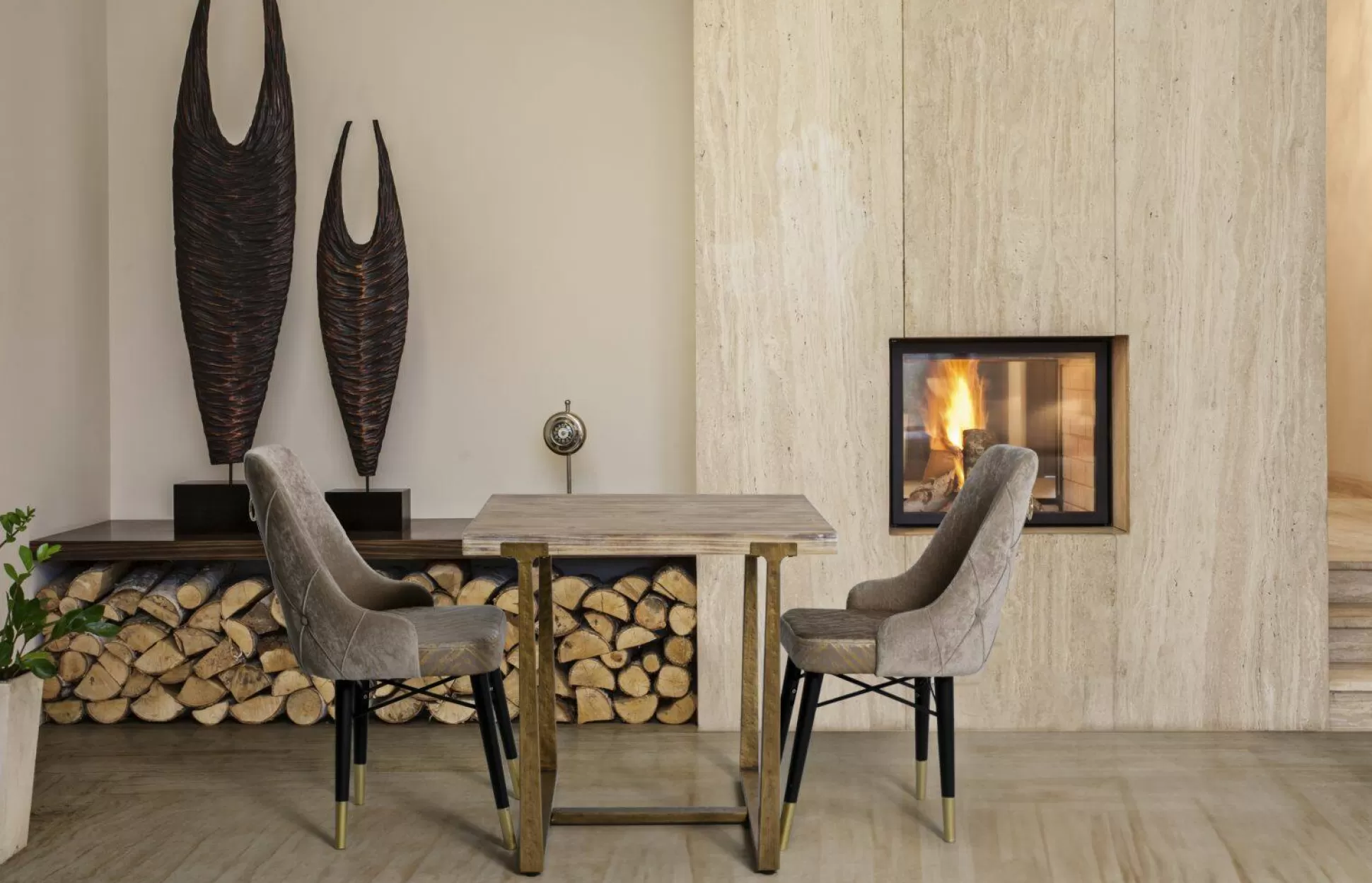 Dmora Tavoli Fissi<Tavolo fisso Kazimir, Oro e Marrone, 80x80 h76 cm