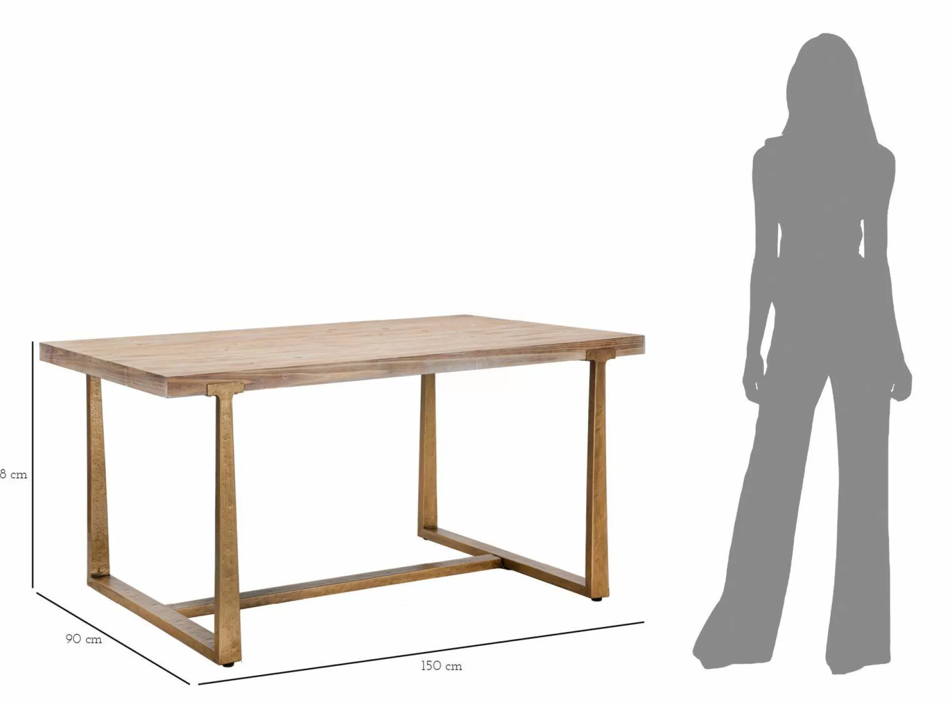 Dmora Tavoli Fissi<Tavolo fisso Kazimir, Oro e Marrone, 150x90 h78 cm