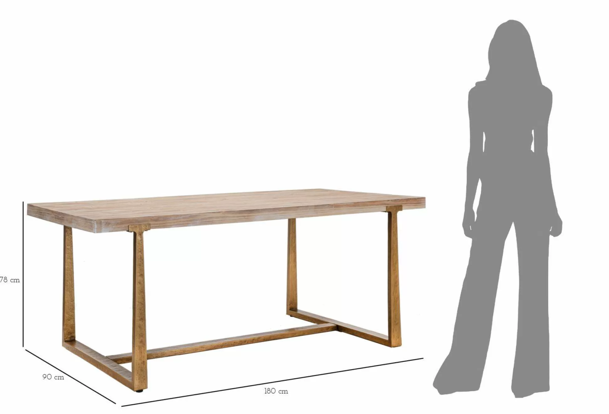 Dmora Tavoli Fissi<Tavolo fisso Kazimir, Oro e Marrone, 180x90 h78 cm