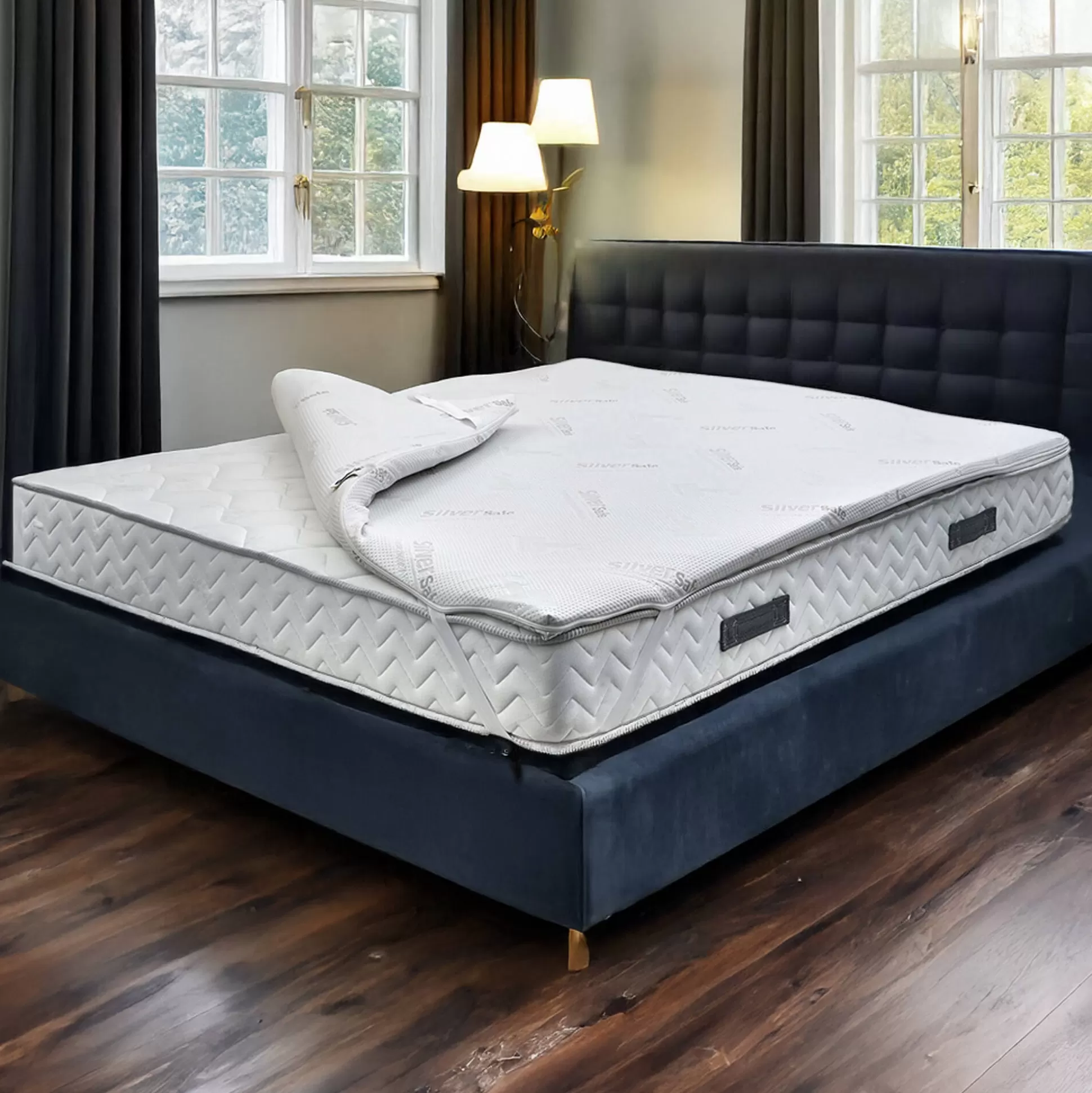 Dmora Topper Piazza E Mezza<Topper piazza e mezza Adalpina, 100% Made in Italy, 120x200xh5 cm