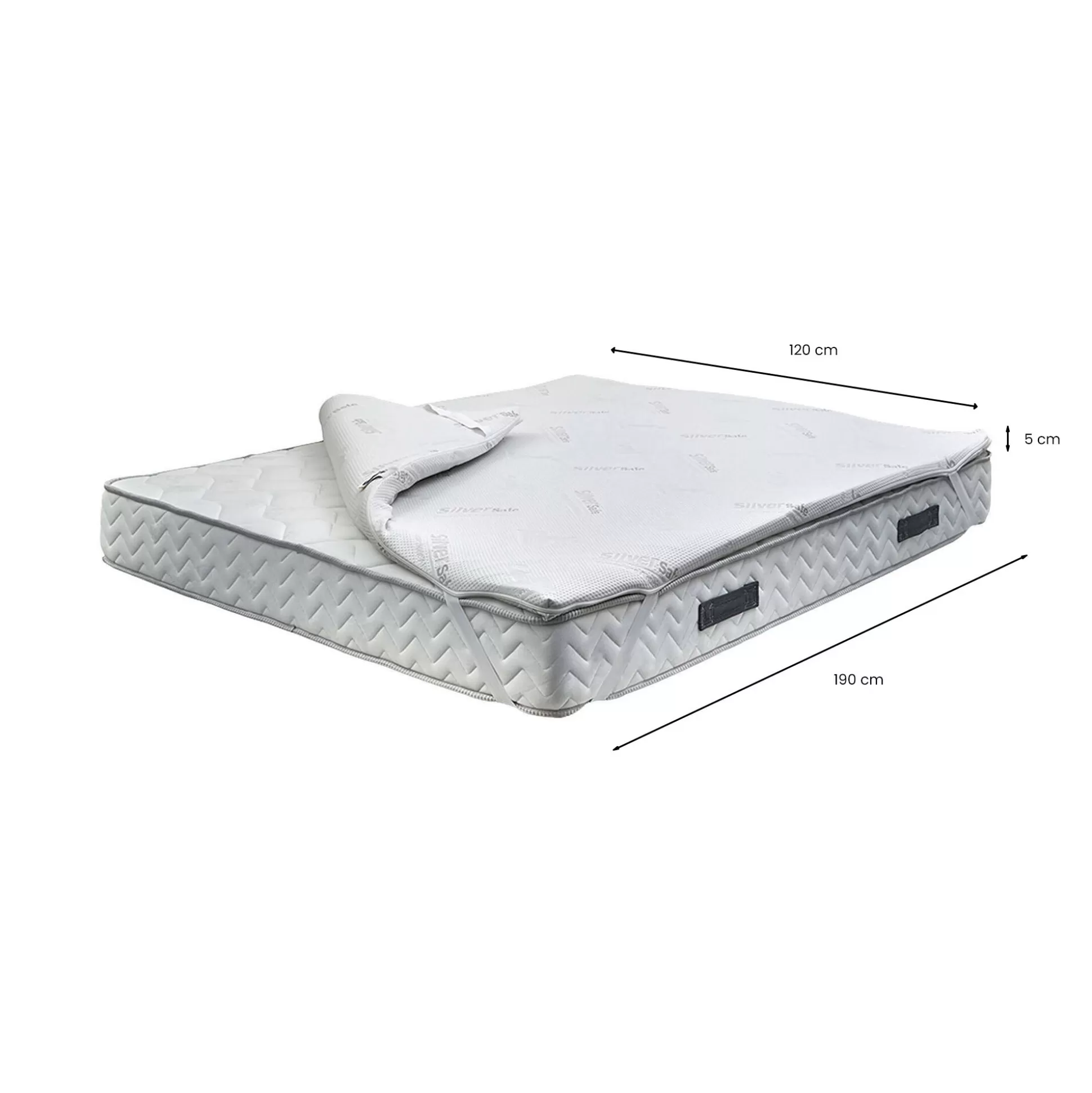 Dmora Topper Piazza E Mezza<Topper piazza e mezza Adalpina, 100% Made in Italy, 120x200xh5 cm